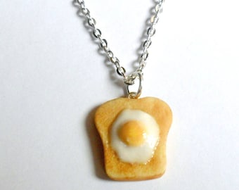 Egg on Toast Necklace, Food Jewelry, Great Gift, Cute :D