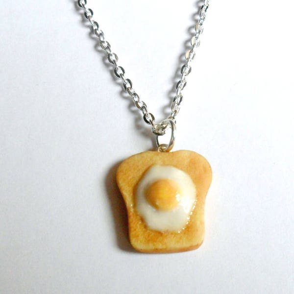 Egg on Toast Necklace, Food Jewelry, Great Gift, Cute :D