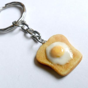 Egg on Toast Keychain or Phone Charm, Food Accessories, Great Gift, Cute :D