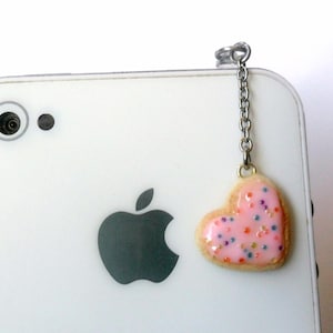 Pink Heart Frosted Sugar Cookie Dust Plug, For Phone, iPhone or Smartphone, Great Gift,  Cute :D