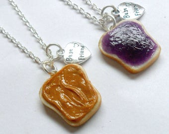 Peanut Butter Jelly Necklace Set, Best Friend's BFF Necklace, Choice of Sterling Silver Chain, Great Gift, Mom, Daughter, Cute :D