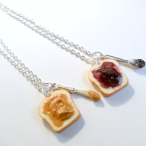 Peanut Butter Jelly Necklace Set, Best Friend's BFF Necklace, Choice of Sterling Silver Chain, Great Gift, Mom, Daughter, Cute :D image 1