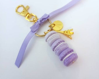 Ombre Pastel Purple Macaron Trio Initial Charm, Eiffel Tower, Purse or Bag Charm, Great Gift, Cute And Kawaii :D