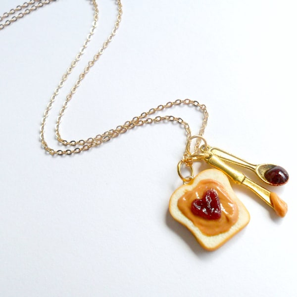 Peanut Butter & Jelly Heart Necklace, Great Gift, Mom, Sister, Friend, Cute :D