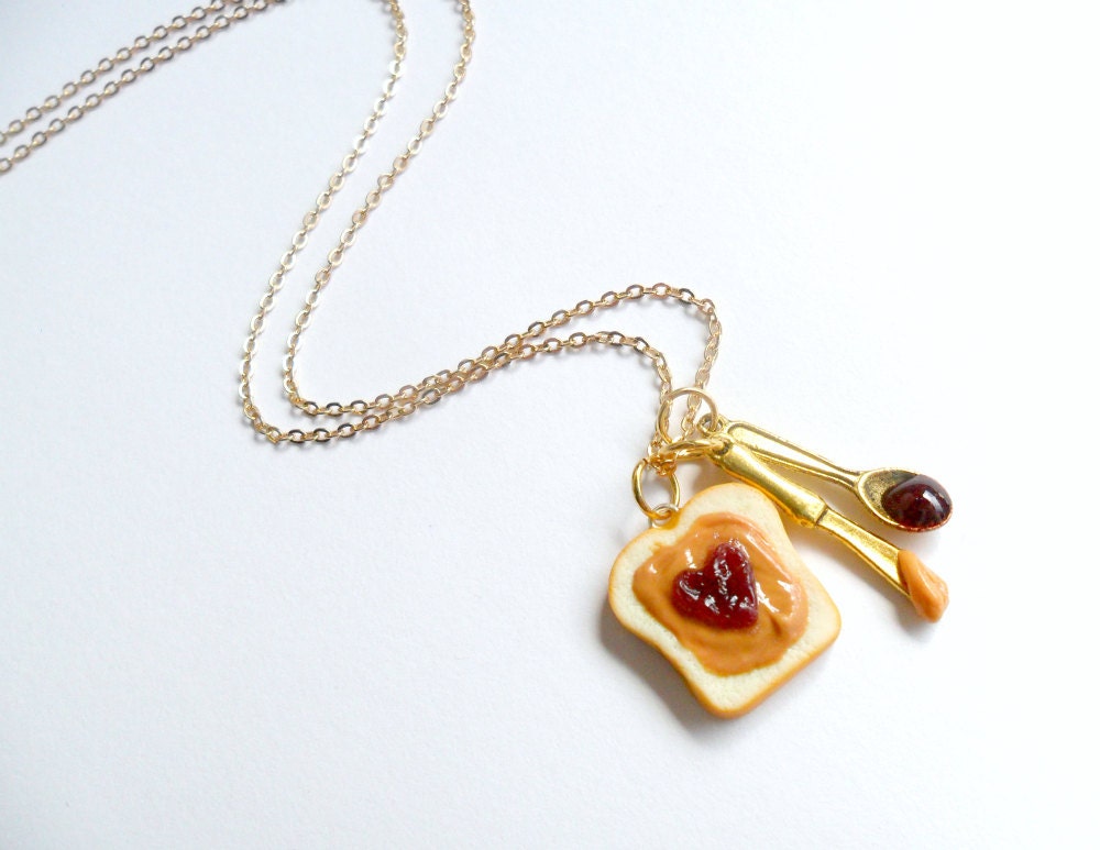 Peanut Butter & Jelly Heart Necklace, Great Gift, Mom, Sister, Friend, Cute :D