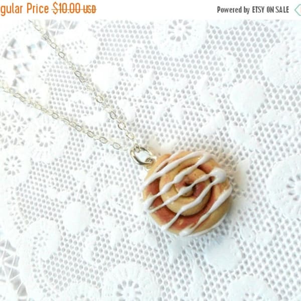 Cinnamon Bun Necklace, Kitsch Tiny Cinnamon Rolls, Choice Of Sterling Silver Chain, Great Gift, Cute And Kawaii :D