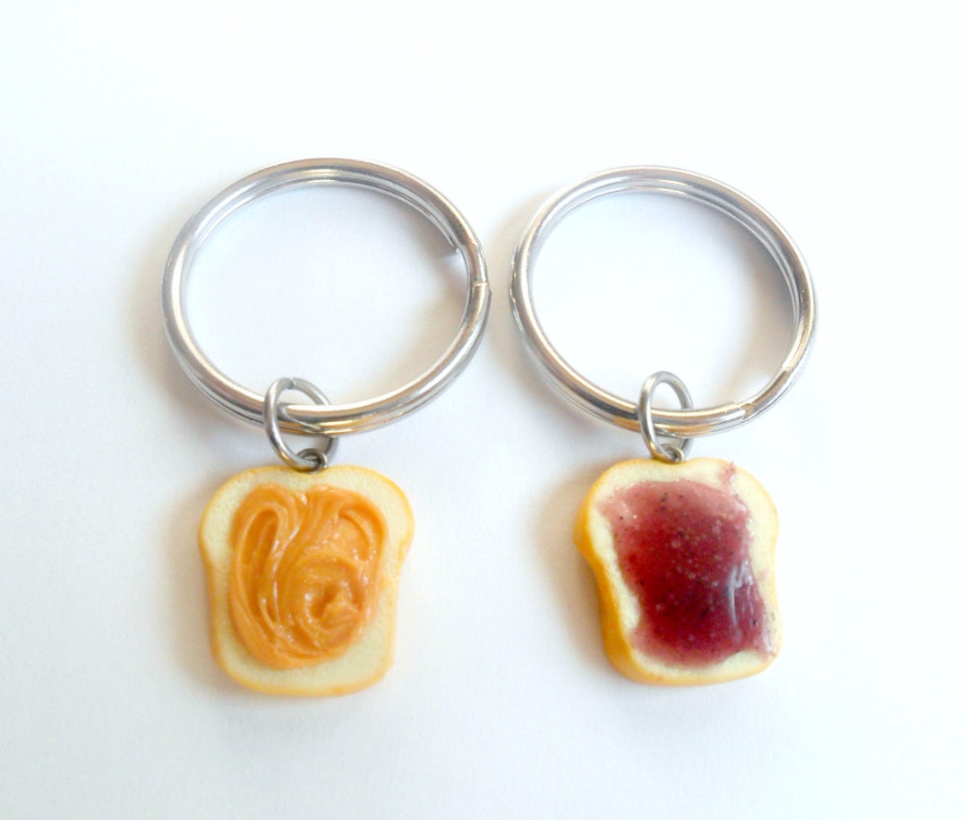 Peanut Butter and Jelly Keychain Keyring Set, Best Friend's Keychains