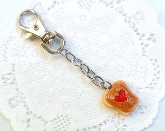 Peanut Butter and Strawberry Jelly Heart Purse Charm, Great Gift, Cute :D