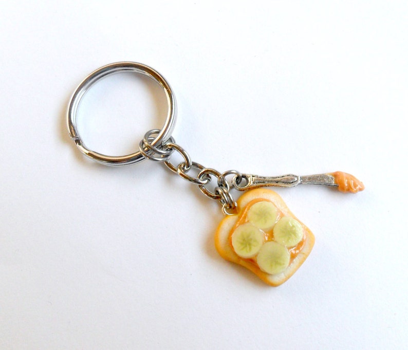 Peanut Butter and Bananas Keychain With Knife Cute D Etsy