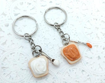 Peanut Butter and Marshmallow Fluff Keychain Set, With Knife & Spoon, Best Friend's Keychains, Great Gift, BFF, Cute :D