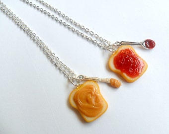 Peanut Butter Jelly Necklace Set, Strawberry Jelly, Best Friend's BFF Necklace, Great Gift, Mon, Daughter, Cute :D