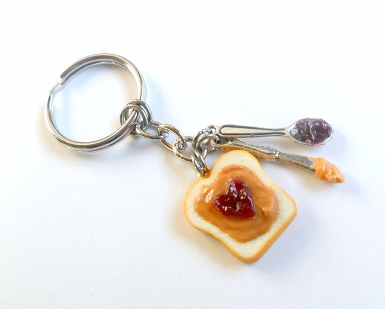 Peanut Butter and Jelly Heart Keychain With Knife & Spoon Etsy