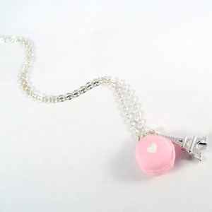 Macaron Eiffel Tower Necklace, Kitsch Tiny pastel Macaroon, Lolita, Fairy Kei, Great Gift, Cute :)
