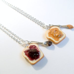 Peanut Butter Jelly Necklace Set, Best Friend's BFF Necklace, Choice of Sterling Silver Chain, Great Gift, Mom, Daughter, Cute :D image 2