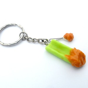 Peanut Butter on Celery Stick Keychain, Great Gift, Kitschy and Cute :D
