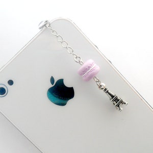 Macaron Eiffel Tower Dust Plug Charm, For iPhone or Smartphone, Kitsch Tiny Macaroon, Phone Charm, Cute And Kawaii :D