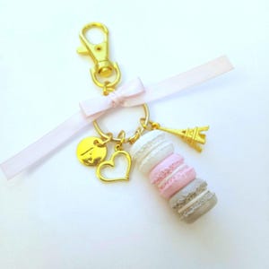 Pastel Macaron Trio Initial Charm, Heart, Eiffel Tower, Purse or Bag Charm, Great Gift, Cute And Kawaii :D