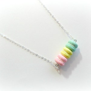 Macaron Trio Necklace, Sterling Silver .925 Chain, Kitsch Tiny pastel Macaroons, Great Gift, Cute And Kawaii :D