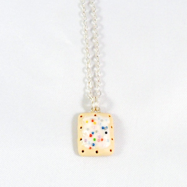 Poptart Charm Necklace, Silver Plated Necklace, Cute, Kitsch, Kawaii :D