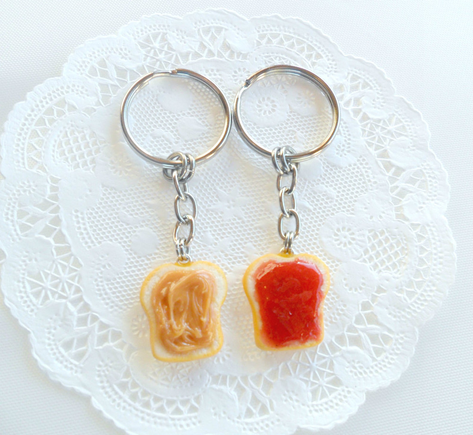 Peanut Butter and Jelly Keychain Set, Strawberry, Best Friend's