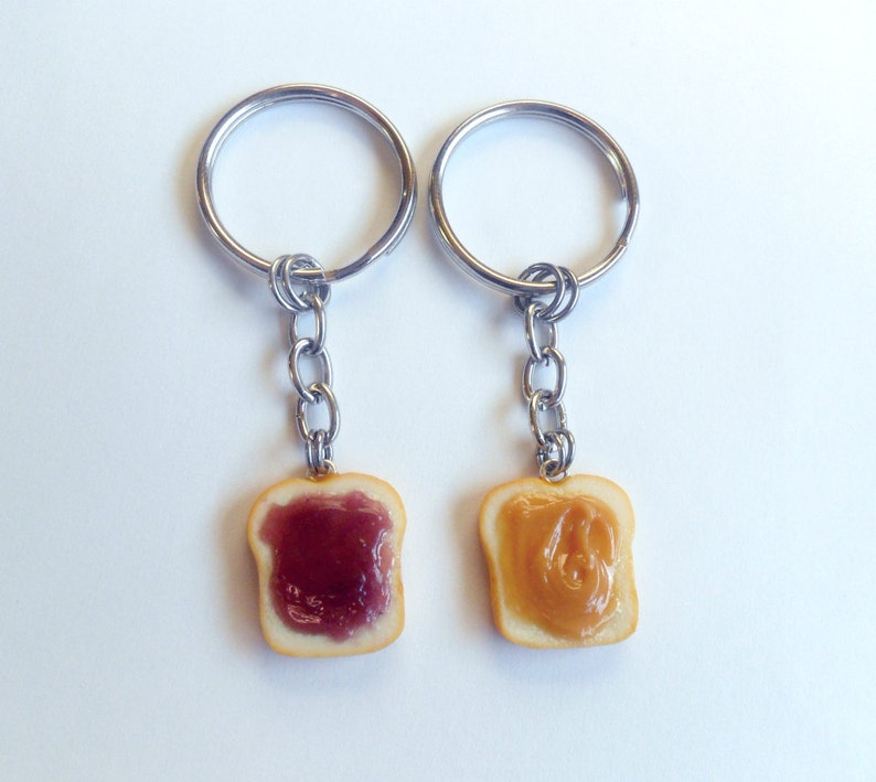 Peanut Butter and Jelly Keychain Set, Grape, Best Friend's Keychains, Great Gift, BFF, Cute :D image 3