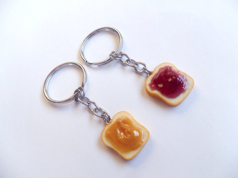 Peanut Butter and Jelly Keychain Set, Grape, Best Friend's Keychains, Great Gift, BFF, Cute :D image 2