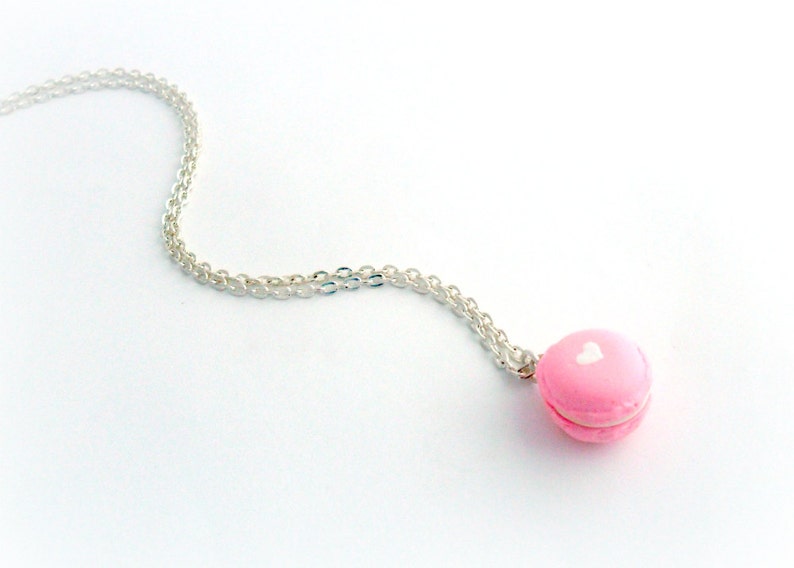 Macaron Necklace, Kitsch Tiny pastel Macaroon, Choice of Sterling Silver Chain, Lolita, Fairy Kei, Great Gift, Cute And Kawaii :D image 2