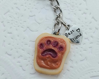 Peanut Butter and Jelly Dog Cat Pet Paw Best Friend Keychain, Great Gift :)