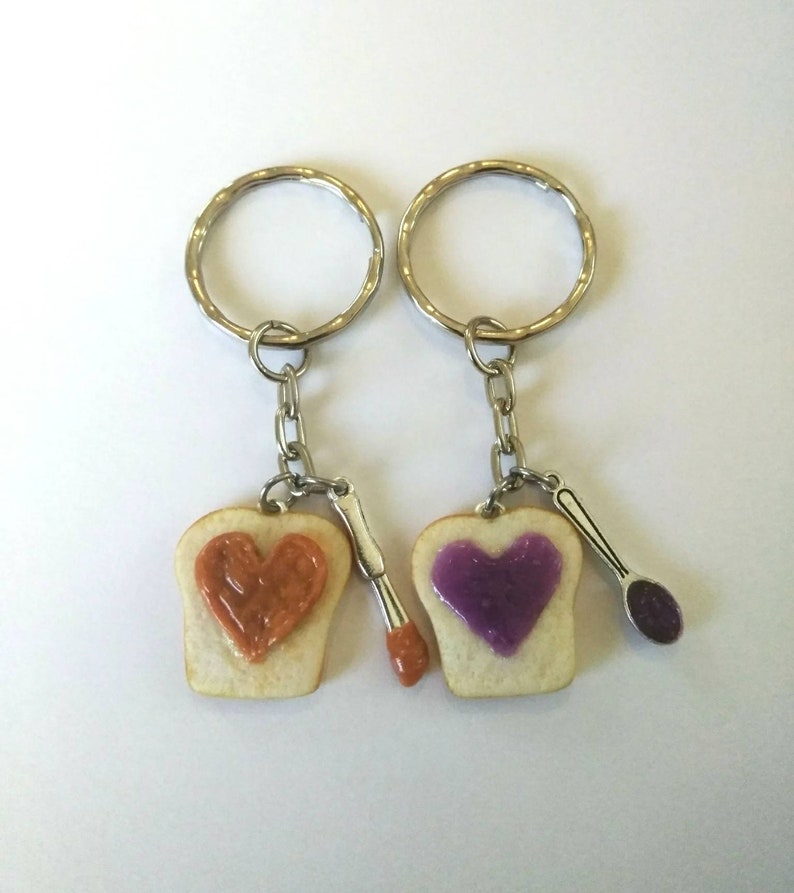 Heart Peanut Butter and Jelly Keychain Set With Knife & Etsy