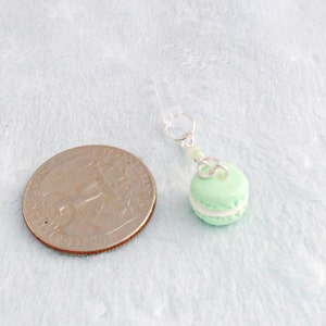 Green Macaron Dust Plug Charm, Phone Charm, For iPhone or iPod, Kitsch Tiny Green Tea Macaroon, Cute And Kawaii :D image 4