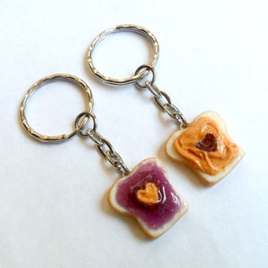 Peanut Butter and Jelly Heart Keychain Set, Grape, Best Friend's Keychains or Phone Charms, Great Gift for Mom, Daughter, Sister, Cute :D image 2