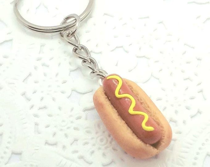 Hotdog Keychain, Purse or Phone Charm, Food Accessories, Great Gift, Cute :D