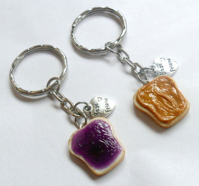 Peanut Butter and Jelly Keychain Set With Best Friend Charms Etsy