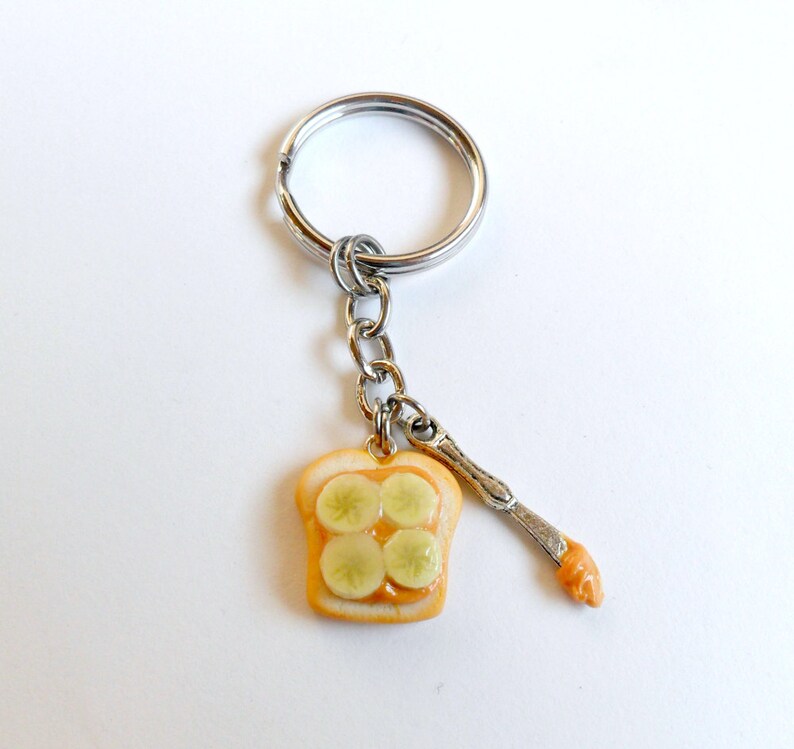 Peanut Butter and Bananas Keychain With Knife Cute D Etsy