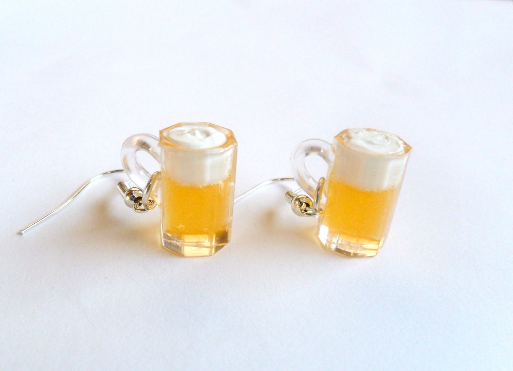 Beer Mug Earrings Cute D Choice of Sterling Silver Hooks Etsy