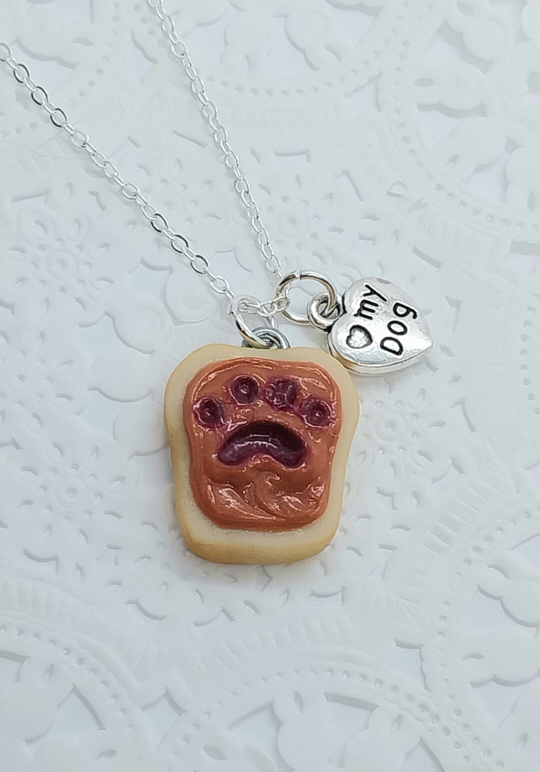 Peanut Butter and Jelly Dog Paw Heart My Dog Necklace 3 Etsy