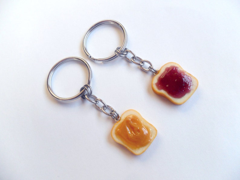 Peanut Butter and Jelly Keychain Set, Grape, Best Friend's Keychains, Great Gift, BFF, Cute :D image 1