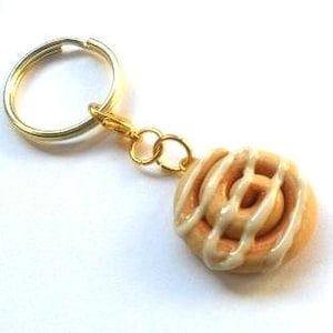 Miniature Food Cinnamon Roll Key Chain or Cell Phone Charm, Cute And Kawaii :D