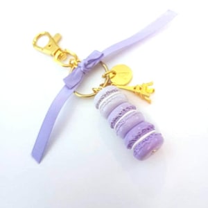 Ombre Pastel Purple Macaron Trio Initial Charm, Eiffel Tower, Purse or Bag Charm, Great Gift, Cute And Kawaii :D