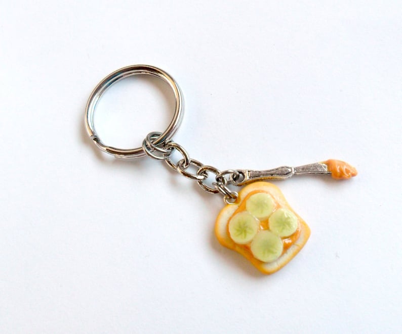 Peanut Butter and Bananas Keychain With Knife Cute D Etsy