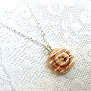 Cinnamon Bun Necklace, Kitsch Tiny Cinnamon Rolls, Choice Of Sterling Silver Chain, Great Gift, Cute And Kawaii :D