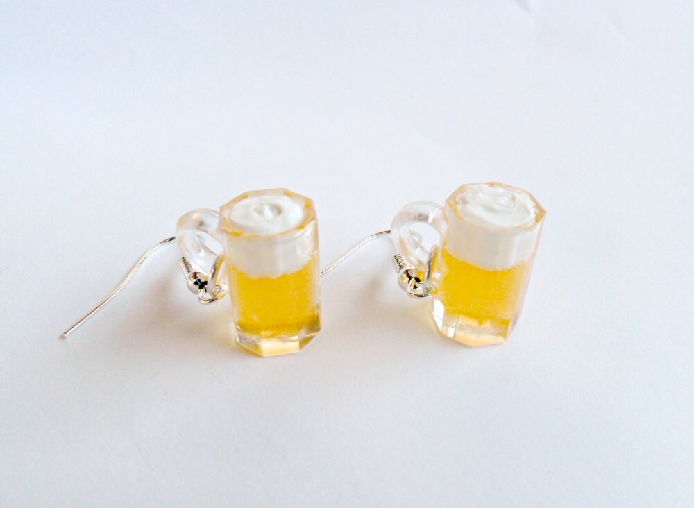 Beer Mug Earrings Cute D Choice of Sterling Silver Hooks Etsy