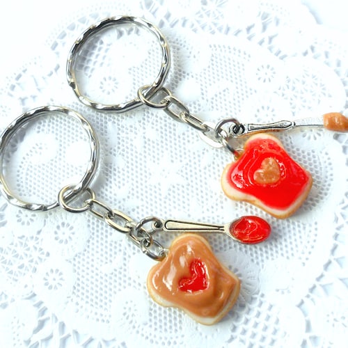 Peanut Butter and Jelly Keychain Set Grape Best Friend's Etsy