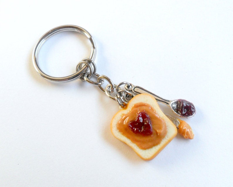 Peanut Butter and Jelly Heart Keychain With Knife & Spoon Etsy