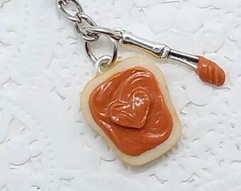 Peanut Butter and PB Heart Keychain, With Knife, Great Gift, Cute :D