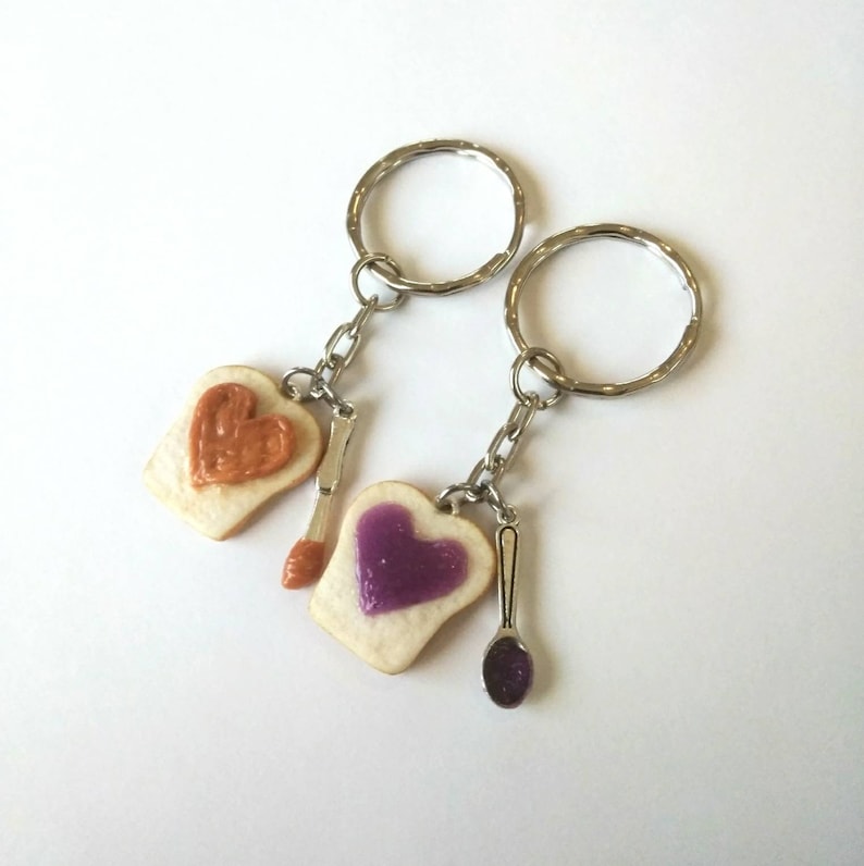 Heart Peanut Butter and Jelly Keychain Set With Knife & Etsy