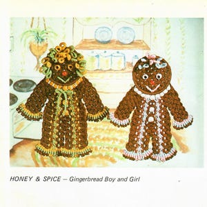 Vintage 70s Macrame Gingerbread Dolls Pattern: Guys &#39;N Gals No. 1 (PDF)