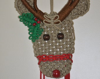 Macrame Reindeer pattern / macrame how to / vintage '70 / pdf.