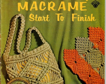 Macrame Start to Finish pattern book 12 projects / macrame how to /vintage '70 / pdf. book