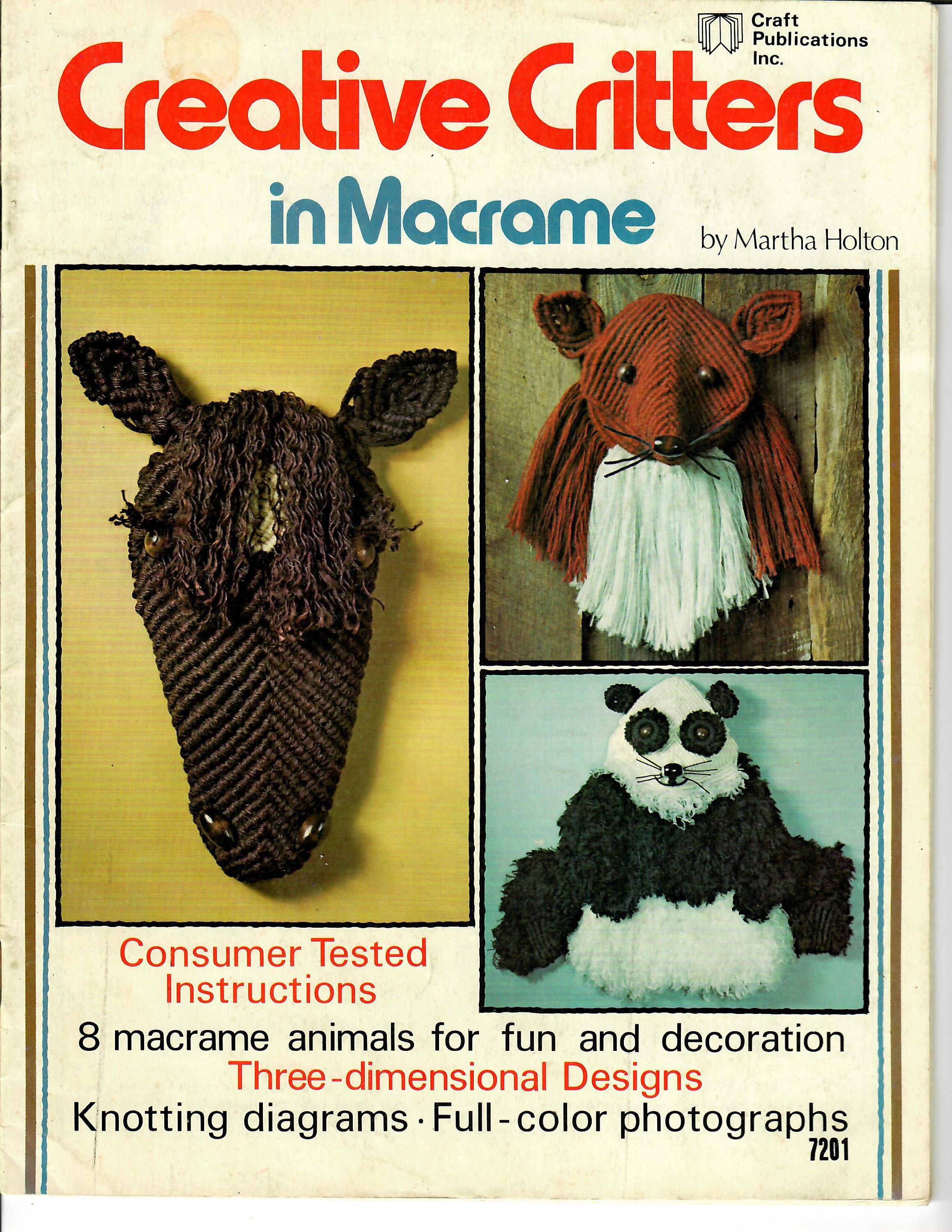 Creative Critters in Macrame by Martha Holton Pattern Book / - Etsy
